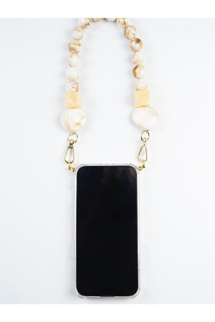 Iphone 14 Compatible Design Phone Case - Stone Detailed Phone Strap