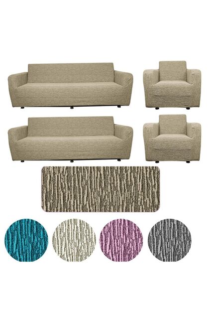 Stretch Elastic Flexible Washable Cotton Jacquard Plain Pattern 3 3 1 1 Sofa Cover Set