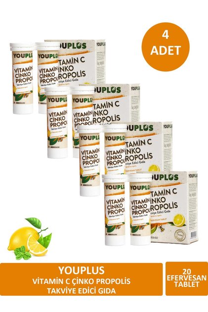 Vitamin C Çinko Propolis 20 Efervesan Tablet X 4 ADET