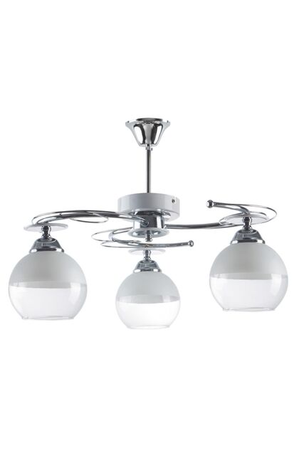 Karel Modern Krom Renk Camlı Salon - Mutfak - Yatak Odası 3 Lü Avize
