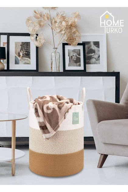 Jute and Wicker Basket - Bathroom, Dirty and Toy Basket, Organizer Flower Pot Basket Organizer