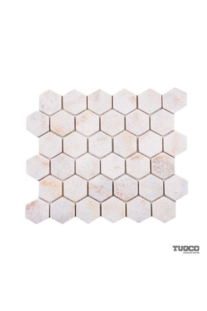 Doğaltaş Fileli 2 Hexagon Golden Eskitme Mermer Mozaik