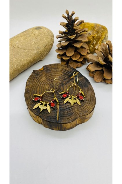 Handmade Design Solid Brass Enameled Women's Earrings with Apparatus
