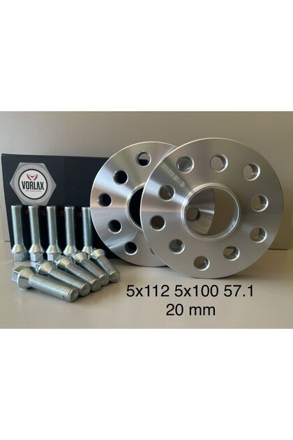 Volkswagen Uyumlu Spacer 5x112 5x100 57.1 20mm 2 Adet Spacer Ve 10 Adet Bijon