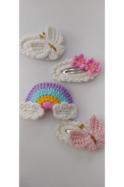 Handmade Colorful 4-Piece Niche Snap Button Clip Set
