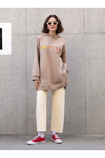 Benin Printed Cotton Sweatshirt - Light Mink