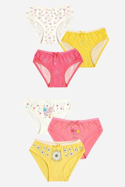 6-Pack Girls' Cotton Happy & Rain Mixed Slip Panties