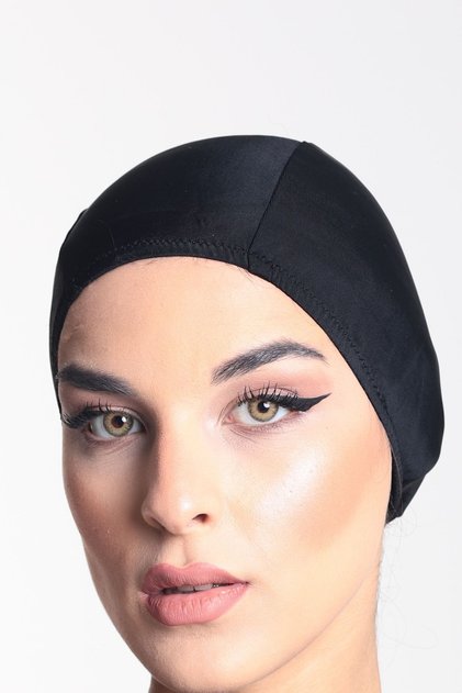 Lycra Cloth Swimmer Sea Pool Cap Black