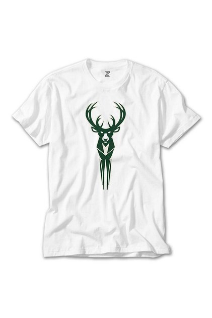 Λογότυπο Milwaukee Bucks Λευκό μπλουζάκι Unisex
