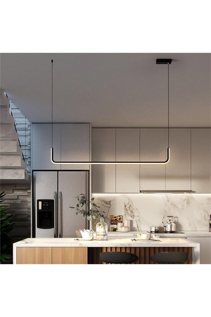 Siyah Yay 100cm Led Lamba, Yay Sarkıt Avize, Modern Aydınlatma 3 Işık Renkli