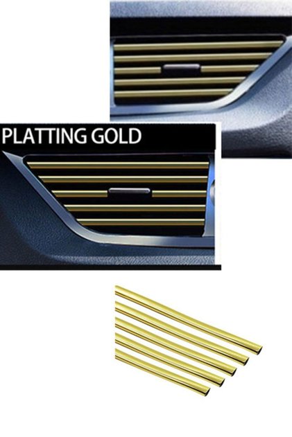 Interior Air Conditioning Grille Air Outlet Decorative Strips Air Conditioning Strip Chrome Gold (Gold)