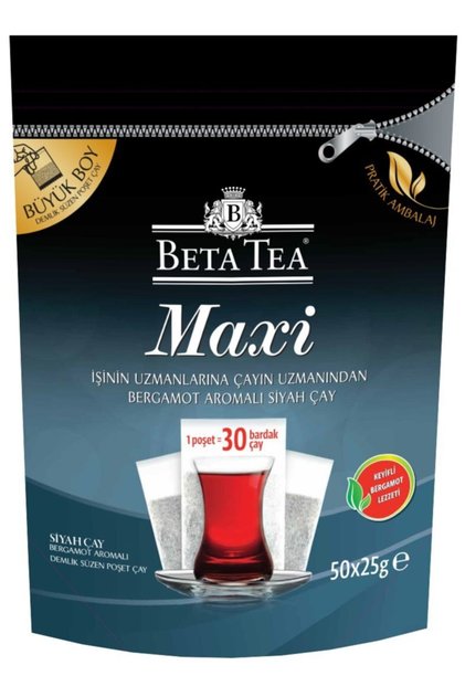 Maxi Bergamot Aromalı Jumbo Demlik Poşet Siyah Çay 50 X 25 gr