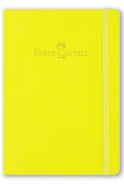 A6 80 Sheets Unlined Faux Leather Cover Rubberized Highlighter Yellow Notebook