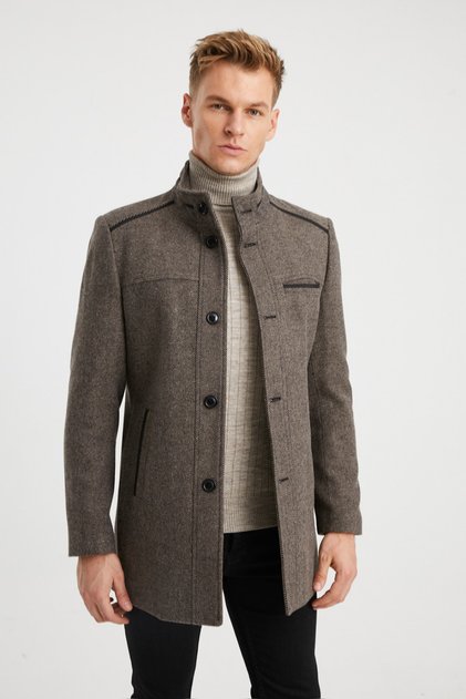 Men's Soil Quilted Lined Wool Blended Cashmere Coat