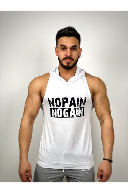 BLACK - Nopain Nogain Kapşonlu Fitness Atleti - 1
