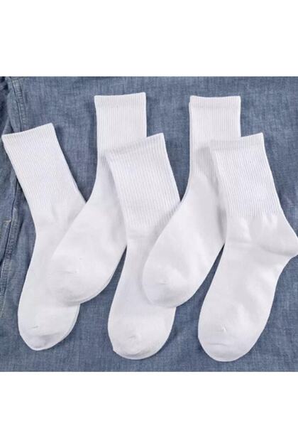 Unisex White Unlined Cotton College Tennis Socks Pack of 6