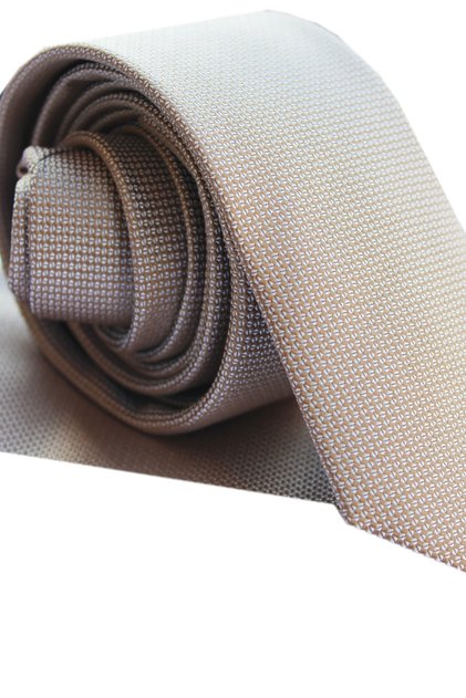 Men's Milk Brown Dobby Eyelet Patterned Narrow Handkerchief Tie