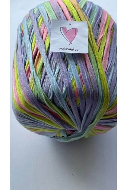 Makromİps PREMİUM MİX SOFT RAFFİA İP 50 gr 65 m YUMUŞAK MULTİ ÇOK