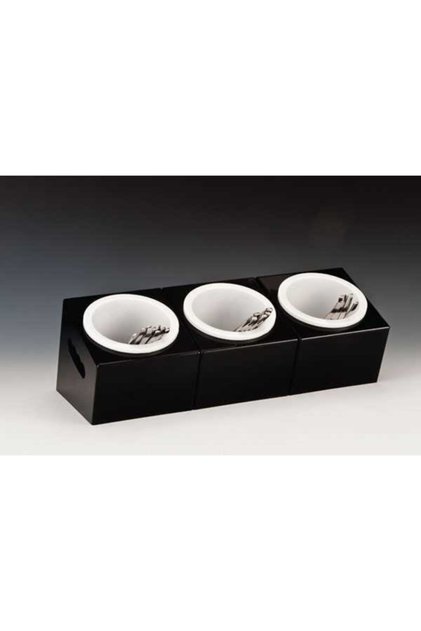 3 Compartment Black Fork - Spoon Knife Stand