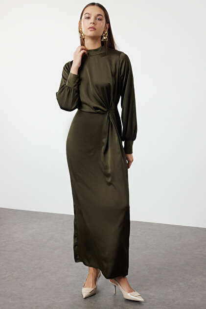 dark khaki green dress Mermaid Dark Green Satin Corset Dress – alinanova