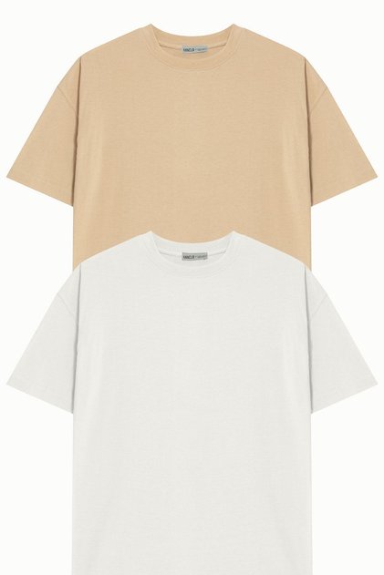 Summer Colors 2 Pack Basic European Fit/Oversize Fit Cut Crew Neck Short Sleeve T-Shirts