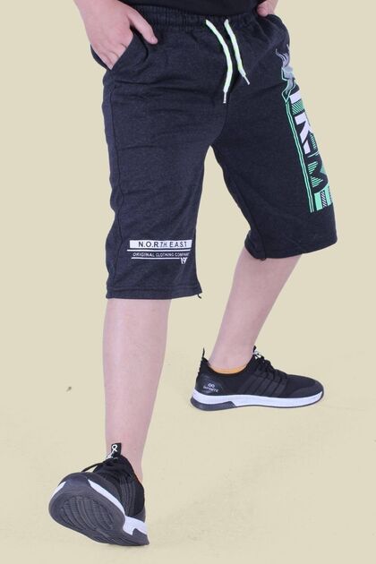 Xtreme Text Printed Phosphor Color Detailed Double Pocket Boy Anthracite Capri