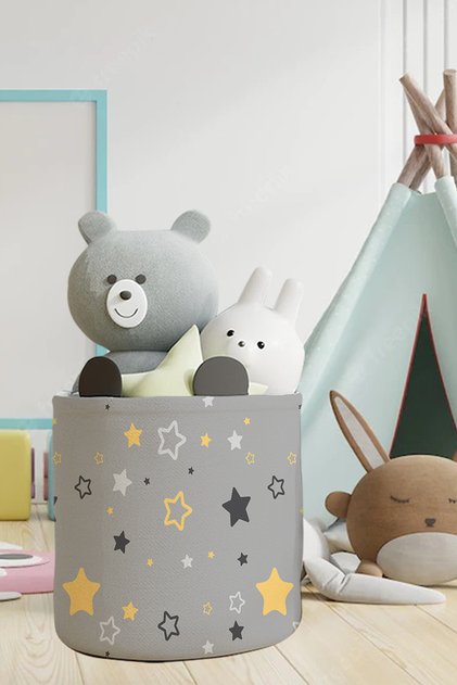 Stars Patterned Kids and Baby Room Organizer Toy or Dirty Laundry Basket Tlas-139