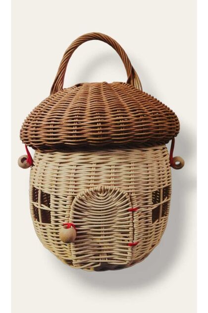 El Yapımı Dekoratif Rattan Mantar Ev