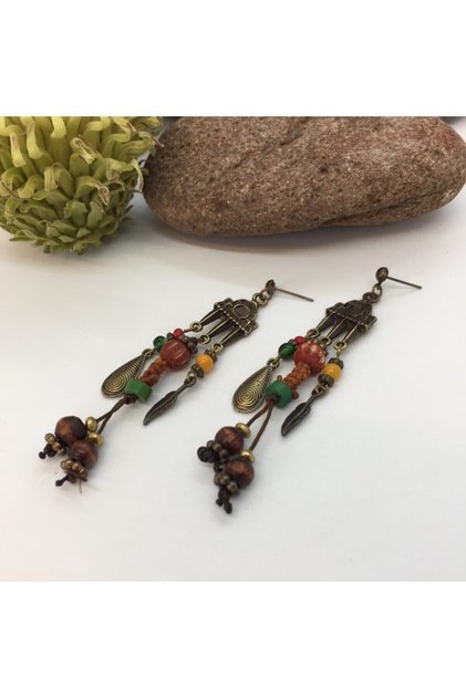 El Yapımı Etnik Otantik Bohem Küpe