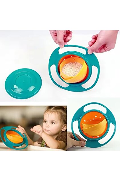 Hombak Dökülmeyen Mama Kabı Bebek Çocuk Dökülmeyen Tabak 360 Dönen