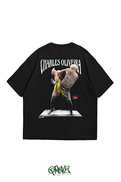 Grove Fashion Charles Oliveira BJJ Arka Baskılı Unisex Oversize T