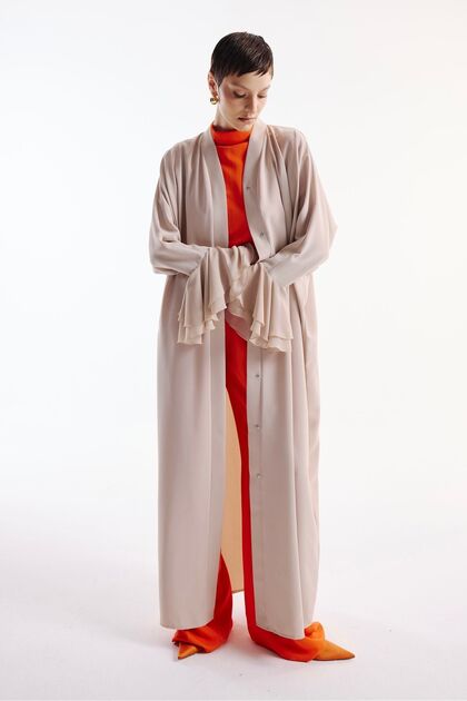 Şifon Volan Kol Detaylı Abaya