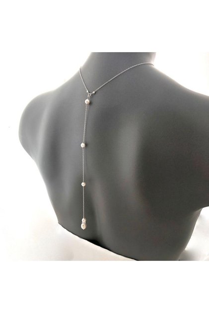 Backless necklace with pearls