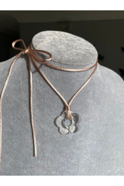 Transparent daisy string choker necklace