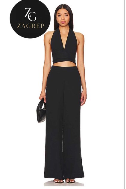 Women's black special design zagreb neck and waist tie crop top