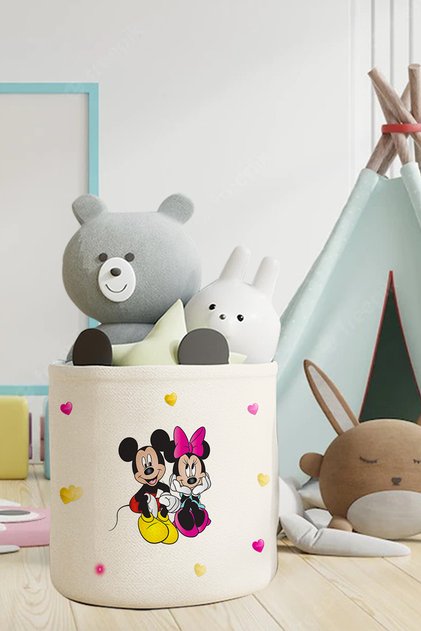 Mickey Mouse Patterned Kids and Baby Room Organizer - Toy and Dirty Basket Tlas-112