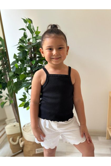 Black Rib Baby Crop Top Blouse