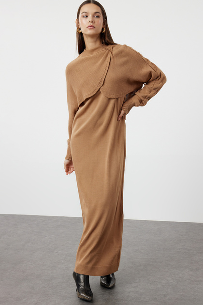 Brown Bolero Detailed Knitwear Dress Set Tctaw24Us00038