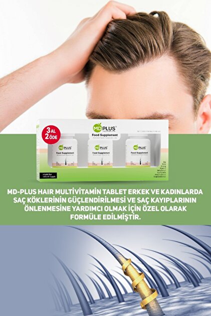 Mdplus Hair Multivitamin 60 Tablet 3'lü Avantaj Paket Biotin Saw