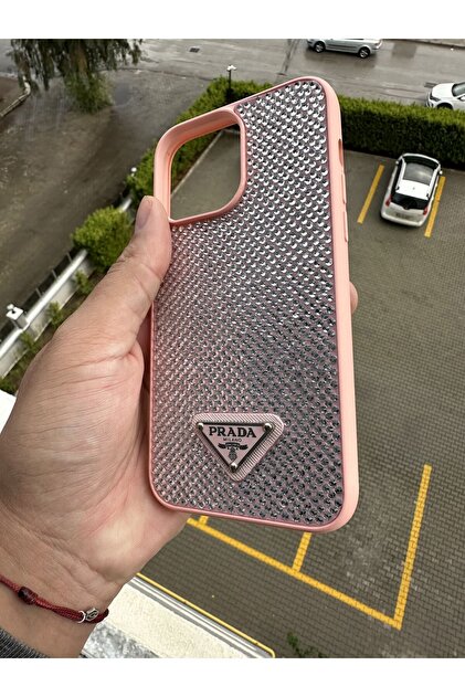 casehometr İphone 15promax uyumlu Prada Taşlı Pembe Kılıf - Fiyatı