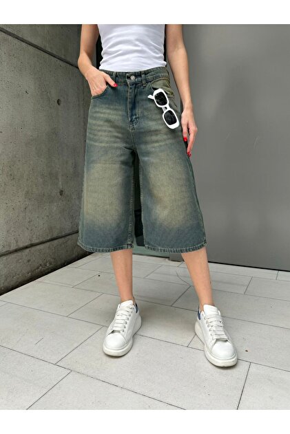 DEEFWEAR Y2K RECYCLED BAGGY POCKET STAR JEAN ŞORT BERMUDA - Fiyatı