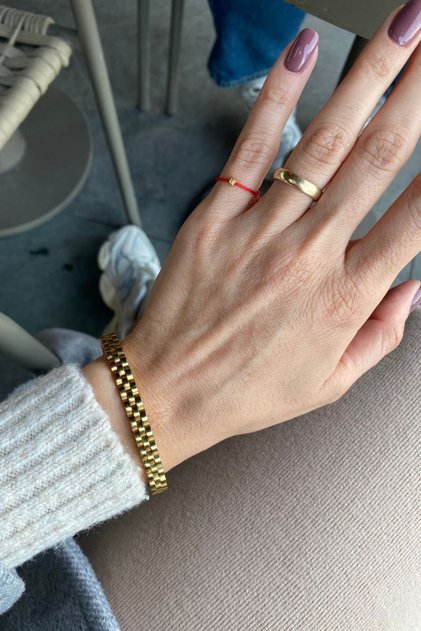 Gold Color Red Rope Ring