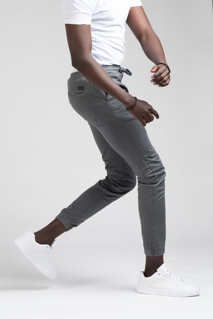 Canvas Slimfit Jogger Pants - Skinny and Elastic Leg, Threaded Waist Design