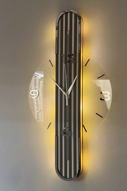 Stylish Design-Aynalı-65cm-Pilli Led-Sessiz Mekanizma-Asse Tasarım