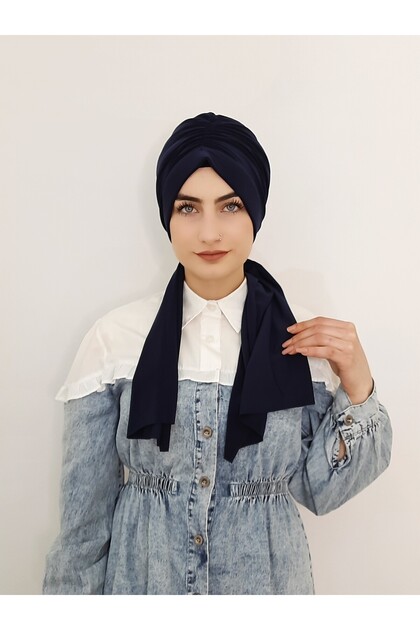 Tesettür Yüzücü Design Swimming Cap (Sea and Pool Cap), Matching with the Hijab and Swimsuit Top, Navy Blue.