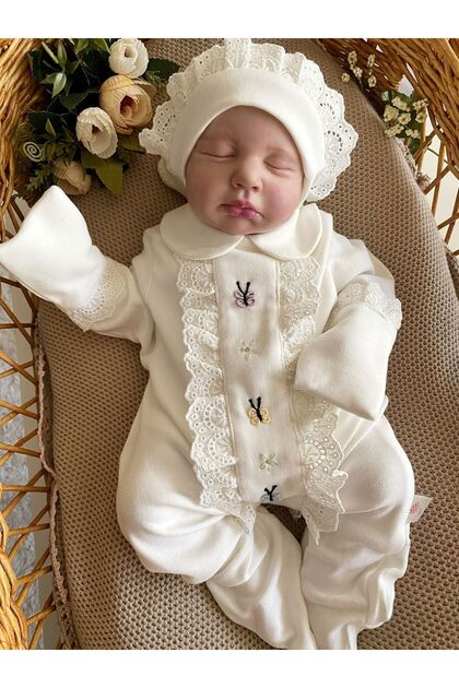 Mama Miel Baby Kız Bebek El İşlemesi Kelebekli Fisto Detaylı