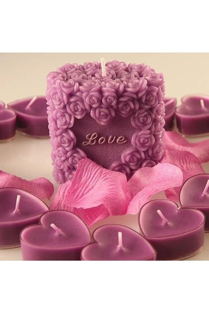 Love Güllü Silindir Silikon Mum Kalıbı