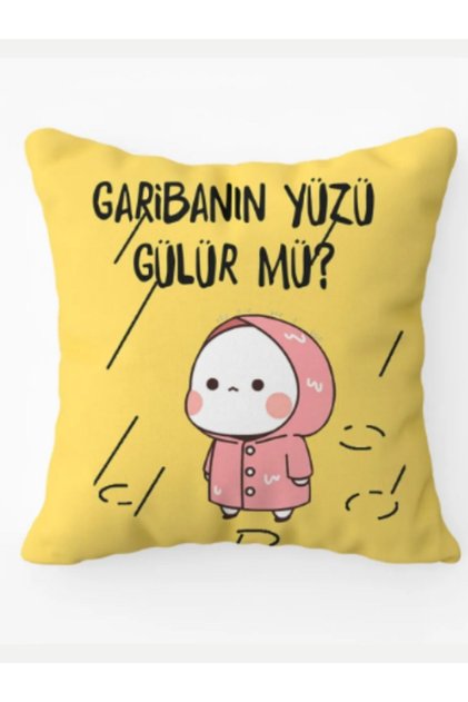 Garibanın Yüzü Gülür Mü Minder Yastık Peluş Hediyelik Doğum Günü Oyuncak Anime Eğlenceli Komik