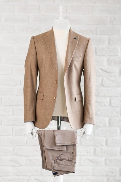 Pointed Collar Regular Fit Double Slit Lined Winter Fabric Men's Single Jacket