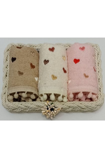 Knitted Towel Basket 3 Pieces 30*50 cm Cotton Small Towel and Basket Gift Bundle Dowry Box